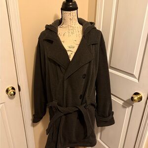 Stylish Dark Gray Soft Louise Paris Pea-style Coat with Belt